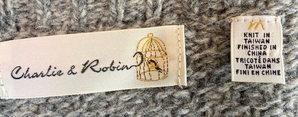 Charlie Robin Gray Cable Knit Button Up Long Sleeve Wool Cardigan Med Twee Artsy - Picture 12 of 13